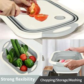 img 1 attached to 🔪 Multi-Function Folding Cutting Board Drain Basket and Sink Storage Basket (Grey) - Convenient Cooking and Cleaning Companion