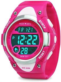 img 4 attached to Waterproof Digital Sports Watch for Kids with LED Alarm and Stopwatch - Perfect for Outdoor Activities