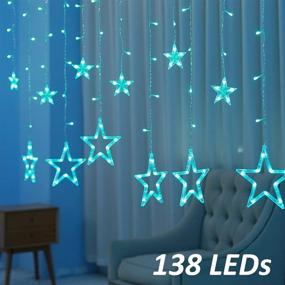 img 3 attached to 🌟 Mocalido Color Changing Star Lights: 138 LEDs Curtain String Lights for Christmas Window Décor - With Remote Control & USB Power