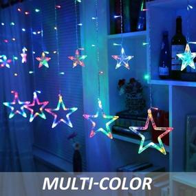 img 1 attached to 🌟 Mocalido Color Changing Star Lights: 138 LEDs Curtain String Lights for Christmas Window Décor - With Remote Control & USB Power