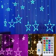 🌟 mocalido color changing star lights: 138 leds curtain string lights for christmas window décor - with remote control & usb power логотип