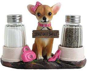 img 2 attached to 🐾 Charming Pink Chihuahua Salt and Pepper Shaker Set with Figurine Holder - Ideal for Southwestern Kitchen Decor and Gifts