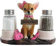 🐾 charming pink chihuahua salt and pepper shaker set with figurine holder - ideal for southwestern kitchen decor and gifts logo