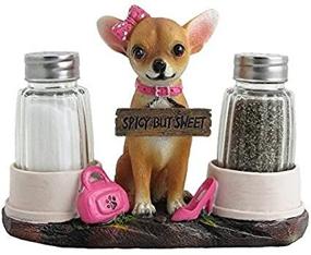 img 3 attached to 🐾 Charming Pink Chihuahua Salt and Pepper Shaker Set with Figurine Holder - Ideal for Southwestern Kitchen Decor and Gifts