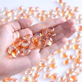 img 2 attached to 🧡 Vibrant Orange KINGOU Flat Glass Gems - Perfect for Vase Filler, Table Scatter & Games