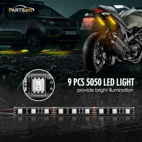 img 3 attached to 🚦 Partsam LED Strip Light Bar: Waterproof Amber Backup License Plate Turn Signal Blinker Lights for Motorcycle ATV UTV