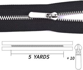 img 3 attached to High-Quality VOC Metal Zippers by The Yard: #3 Silver Y Teeth Zipper Bulk with 5 Yard Black Tape and 10PCS Pulls for Sewing Bags Crafts