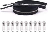 high-quality voc metal zippers by the yard: #3 silver y teeth zipper bulk with 5 yard black tape and 10pcs pulls for sewing bags crafts logo