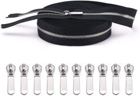 img 4 attached to High-Quality VOC Metal Zippers by The Yard: #3 Silver Y Teeth Zipper Bulk with 5 Yard Black Tape and 10PCS Pulls for Sewing Bags Crafts