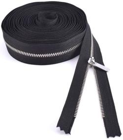 img 1 attached to High-Quality VOC Metal Zippers by The Yard: #3 Silver Y Teeth Zipper Bulk with 5 Yard Black Tape and 10PCS Pulls for Sewing Bags Crafts