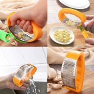 🧄 professional garlic chopper tool - azonbey garlic press rocker, crusher, peeler, with durable rocker, cleaning brush and egg yolk separator - kitchen gadgets (orange) logo