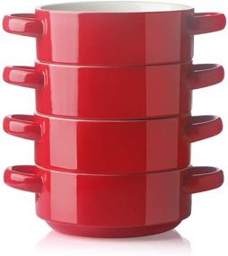 img 4 attached to 💼 Stylish and Functional SWEEJAR Ceramic Double Handles Stacked - Perfect for Home and Kitchen