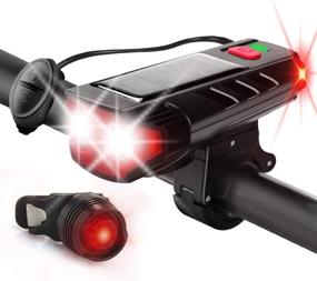 img 4 attached to 🚲 Solar Powered Bike Light Front and Rear, Rechargeable, 6 Modes, 120db Bicycle Horn, 800 Lumens, Waterproof Headlight with 5 Modes, USB Chargeable Power