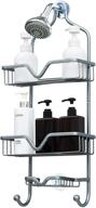 🚿 lucalda aluminum shower caddy hanging organizer - over the head rack with soap shelf and hooks - gray, 25.2" x 10.6" x 4.3 logo