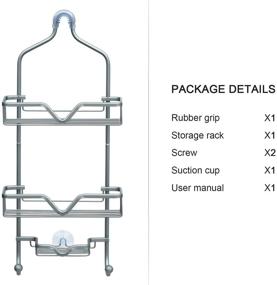 img 1 attached to 🚿 LUCALDA Aluminum Shower Caddy Hanging Organizer - Over the Head Rack with Soap Shelf and Hooks - Gray, 25.2" x 10.6" x 4.3