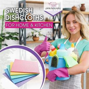 img 2 attached to 🌿 Eco-Friendly Swedish Dishcloths: Reusable Kitchen Towels and Dishcloths Sets by PINK RHINO LABS