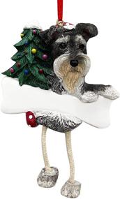 img 4 attached to 🎨 Hand Painted Gray and White Schnauzer Ornament with Unique 'Dangling Legs', Perfect for Personalization - Christmas Ornament