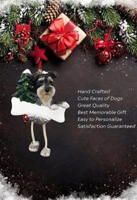 img 3 attached to 🎨 Hand Painted Gray and White Schnauzer Ornament with Unique 'Dangling Legs', Perfect for Personalization - Christmas Ornament