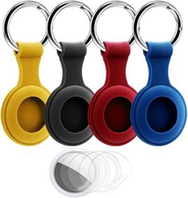 img 4 attached to 🔑 4 Pack Silicone Portable Airtag Case: Anti-Lost Keychain Holder for Apple AirTag - Find Dogs, Keys, Backpacks! Multi-Color Accessories!