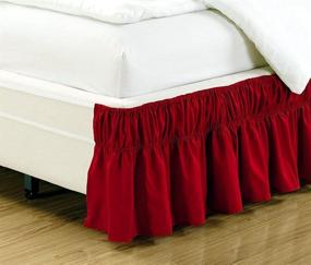 img 1 attached to 🛏️ Linen Plus Elastic Bed Skirt with 14-Inch Drop - Easy On/Off, Dust Ruffled, Solid Color (Red, Queen-King) - New Arrival