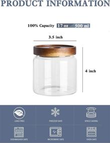 img 3 attached to 🔒 Kanwone Glass Storage Jars Set of 6 – 17 Ounce, with Bamboo Lids, Clear Canisters for Pantry, Kitchen, Flour, Sugar, Tea, Coffee, Snack, Spice, and Herbs – Airtight Food Storage Containers