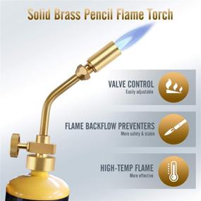 img 3 attached to 🔥 Wadeo Full Brass Pencil Flame Propane Welding Torch Head with Metal Handle - Large Start, MAPP Gas and Propane Fuel Compatible