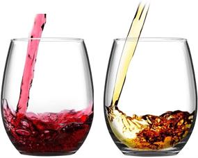 img 4 attached to Pair of Stemless Wine Glasses - 15 Oz, Perfect for Red and White Wine, Juice, Birthdays, Beach Weddings, and Parties