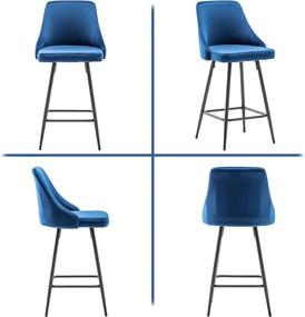 img 2 attached to 🪑 BTEXPERT Set of 2 Pack Premium Blue Velvet Upholstered Dining High Back Stool Bar Chairs, 25-inch