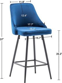 img 3 attached to 🪑 BTEXPERT Set of 2 Pack Premium Blue Velvet Upholstered Dining High Back Stool Bar Chairs, 25-inch