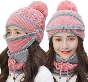 img 3 attached to Eseres Knitted Gaiter Windproof Beanie Women's Accessories