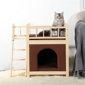 img 3 attached to 🏠 Petsfit Indoor Cat and Small Dog House with Side Window and Connectable Pet Stairs