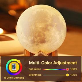 img 1 attached to 🌕 Moon Lamp, 3D Printed LED Night Light Moon Light with Stand & Remote Control, Adjustable Warm & Cool Tones, Dimmable & Time Setting, USB Rechargeable for Kids and Loved Ones, Ideal Birthday Day Gift (5.9in, 16 Colors)