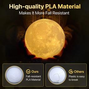 img 2 attached to 🌕 Moon Lamp, 3D Printed LED Night Light Moon Light with Stand & Remote Control, Adjustable Warm & Cool Tones, Dimmable & Time Setting, USB Rechargeable for Kids and Loved Ones, Ideal Birthday Day Gift (5.9in, 16 Colors)