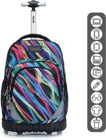 img 3 attached to 🌈 Colorful Lightning Rolling Backpack with Wheels