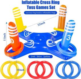 img 3 attached to Надувное кольцо для игры в метание с 6 кольцами JOZON - Плавающее кольцо для бассейна для многопользовательской летней пляжной игры в бассейне для семьи на открытом воздухе и в помещении.