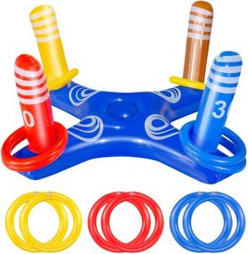 img 4 attached to JOZON Inflatable Ring Toss Pool Game Toys with 6 Rings - Water Floating Swimming Pool Ring for Multiplayer Summer Beach Pool Family Indoor Outdoor Game