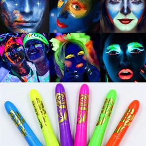 img 4 attached to 🎃 Luminous Face Paint Crayons - Washable Halloween Makeup - Non-Toxic Fluorescent Body Markers