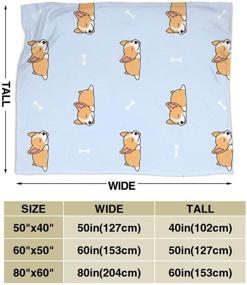 img 2 attached to 🐶 Blue Soft Throw Blanket - FeHuew Cartoon Cute Sleep Corgi, 40x50 inch Lightweight Warm Flannel Fleece Blanket for Couch, Bed, Sofa, Travel, Camping - Ideal for Kids and Adults