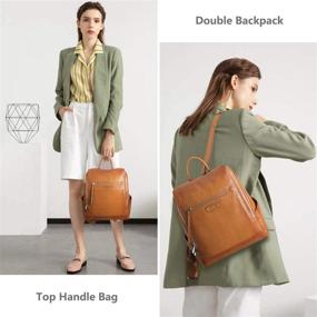 img 3 attached to 🎒 S ZONE Genuine Leather Backpack Rucksack: Stylish Women's Handbags & Wallets for Fashionable Backpacks