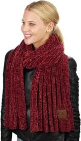 img 2 attached to C C Womens Chenille Ribbed Scarf Black Women's Accessories in Scarves & Wraps