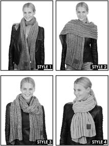 img 1 attached to C C Womens Chenille Ribbed Scarf Black Women's Accessories in Scarves & Wraps