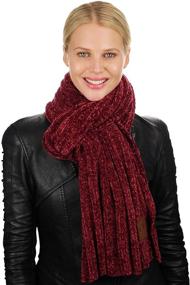 img 3 attached to C C Womens Chenille Ribbed Scarf Black Women's Accessories in Scarves & Wraps