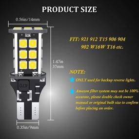 img 3 attached to 🚗 Highly Luminous T15 912 W16W LED Car Bulb Upgrade - 921 LED Bulbs with Advanced 3030 Chipsets, CANBUS Technology, 24-SMD, Ideal for Backup Reverse Lights - 6000K Xenon White (4pcs/Pack)