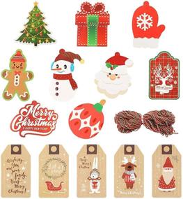img 4 attached to 🎄 Colorful Christmas Tag Set - 150 Pieces with Assorted Patterns, Plus 30M of Red and Green String - Ideal for Party Decorations and Tree Ornaments