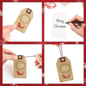 img 1 attached to 🎄 Colorful Christmas Tag Set - 150 Pieces with Assorted Patterns, Plus 30M of Red and Green String - Ideal for Party Decorations and Tree Ornaments