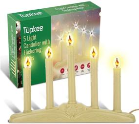 img 4 attached to Tupkee Christmas Candolier Window Candles: Flickering Bulbs, 5-Lights Indoor Candelabra