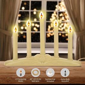 img 2 attached to Tupkee Christmas Candolier Window Candles: Flickering Bulbs, 5-Lights Indoor Candelabra