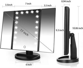 img 1 attached to Flymiro Tri-fold Lighted Vanity Makeup Mirror with 3x/2x/1x Magnification, 21 LEDs, Touch Screen, 180° Rotation, Countertop Cosmetic Mirror – Travel Makeup Mirror (Black)