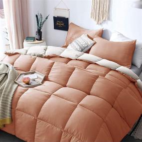 img 2 attached to 🛏️ KASENTEX Reversible All Season Quilted Comforter Set - Rose/Beige Queen Size - Machine Washable - Down Alternative Duvet Insert
