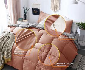 img 1 attached to 🛏️ KASENTEX Reversible All Season Quilted Comforter Set - Rose/Beige Queen Size - Machine Washable - Down Alternative Duvet Insert